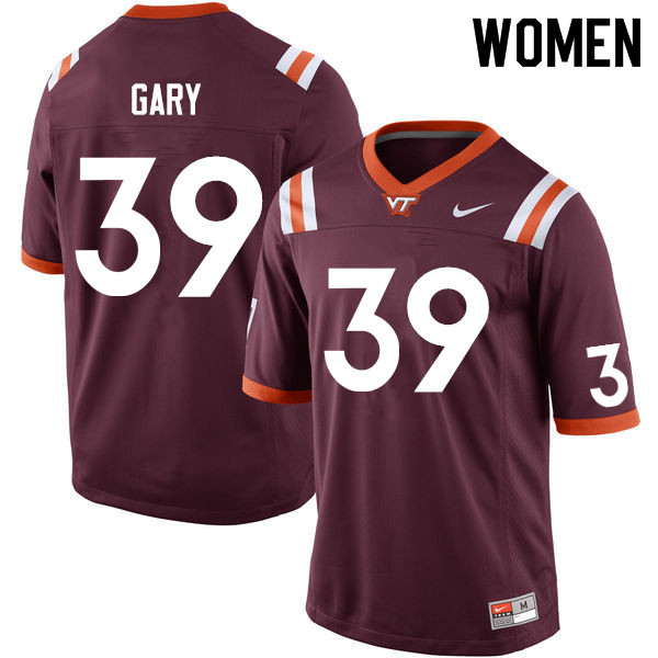 Women #39 Tahj Gary Virginia Tech Hokies College Football Jerseys Sale-Maroon